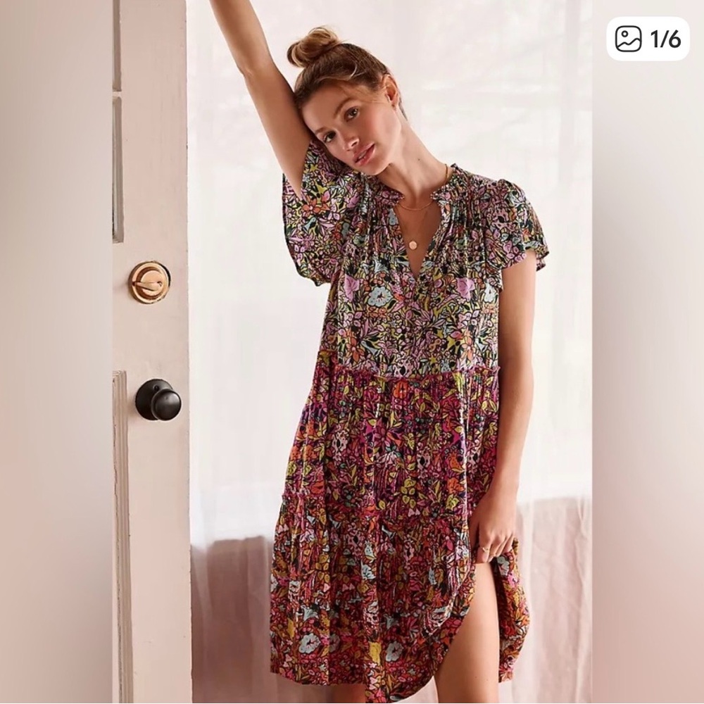 NWT Anthropologie Ruffle Sleeve Dress, XXS